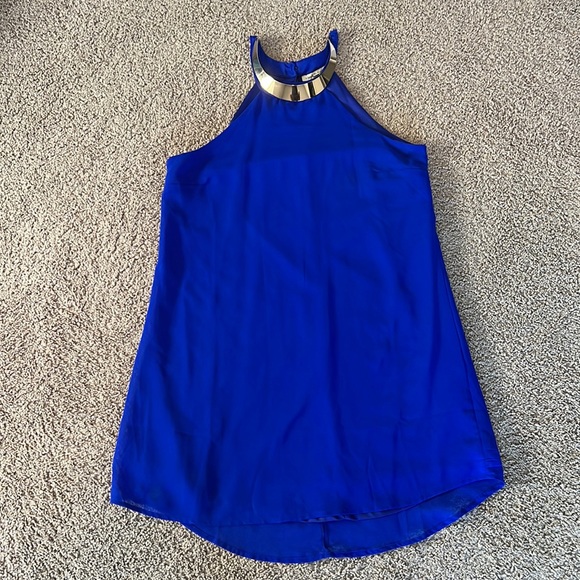 Charlotte Russe cobalt blue dress with gold banded - Picture 2 of 9